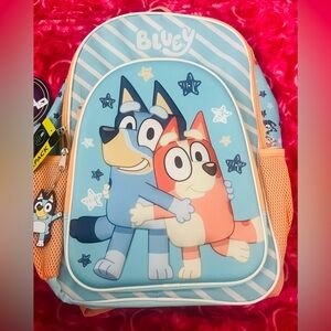 BBC Bluey&Bingo Kids' Unisex 17"Light-Up Stars &Stripes Backpack Blue&Orange New